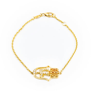 18K Yellow Gold Tdw. 0.17ct Diamond Hamsa Bracelet | Diamond Tennis Bracelet Melbourne | Diamond Tennis Bracelet Australia | H&H Jewellery