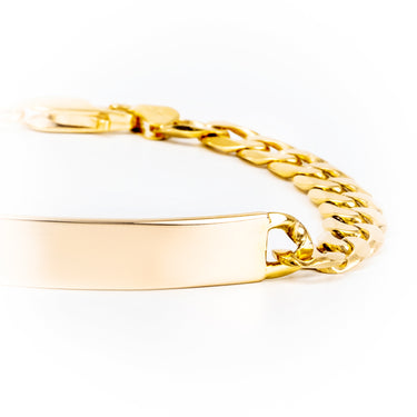9K Yellow Gold Curb Diamond Cut I.D Bracelet - 20691790 - H&H Jewellery Pty Ltd