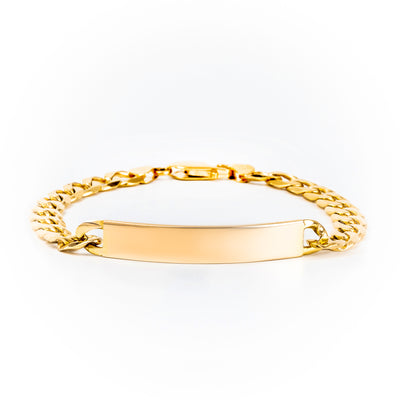 9K Yellow Gold Curb Diamond Cut I.D Bracelet - 20691790 - H&H Jewellery Pty Ltd