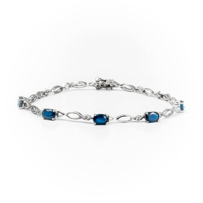 9K White Gold 2.70ct Sapphire & Diamond Bracelet | Diamond Tennis Bracelet Melbourne | Diamond Tennis Bracelet Australia | H&H Jewellery