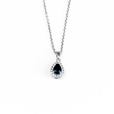 18K White Gold 0.56ct Sapphire and Diamond Pendant | Sapphire Necklaces & Pendants Melbourne | Sapphire Necklaces & Pendants Australia | H&H Jewellery