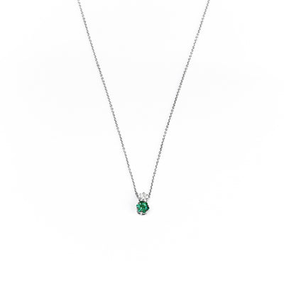 18K White Gold 0.30ct Emerald and Diamond Necklace | Emerald Engagement Rings Melbourne | Emerald Engagement Rings Australia | H&H Jewellery