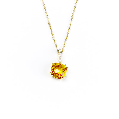 18K Yellow Gold 3.27ct Citrine and Diamond Pendant with Chain - 20690564 - H&H Jewellery Pty Ltd
