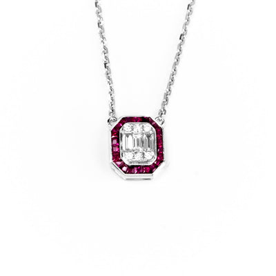 18K White Gold 0.75ct Ruby and Diamond Necklace - 20683139 - H&H Jewellery Pty Ltd