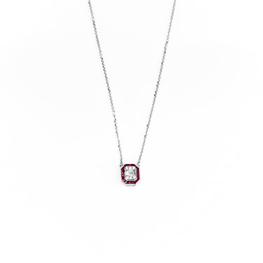 18K White Gold 0.75ct Ruby and Diamond Necklace - 20683139 - H&H Jewellery Pty Ltd