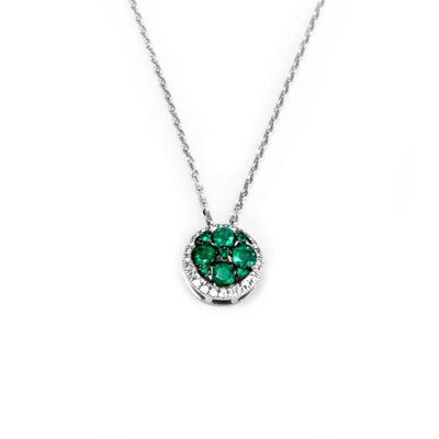 18K White Gold 0.50ct Emerald and Diamond Necklace | Emerald Engagement Rings Melbourne | Emerald Engagement Rings Australia | H&H Jewellery