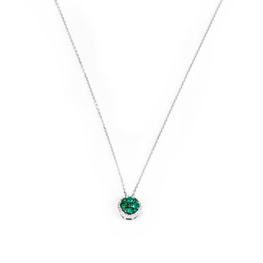 18K White Gold 0.50ct Emerald and Diamond Necklace | Emerald Engagement Rings Melbourne | Emerald Engagement Rings Australia | H&H Jewellery