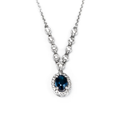 18K White Gold 0.70ct Sapphire and Diamond Necklace - 20694258 - H&H Jewellery Pty Ltd
