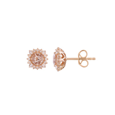 9K Rose Gold Morganite and Diamonds Stud Earrings - 20713874 - H&H Jewellery Pty Ltd