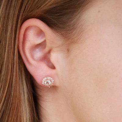 9K Rose Gold Morganite and Diamonds Stud Earrings - 20713874 - H&H Jewellery Pty Ltd