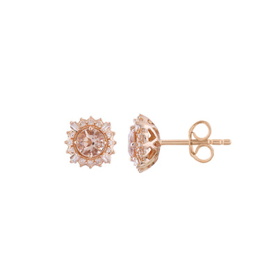 9K Rose Gold Morganite and Diamonds Stud Earrings - 20713874 - H&H Jewellery Pty Ltd