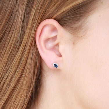9K White Gold 0.55ct Sapphire and Diamond Stud Earrings - 20713843 - H&H Jewellery Pty Ltd