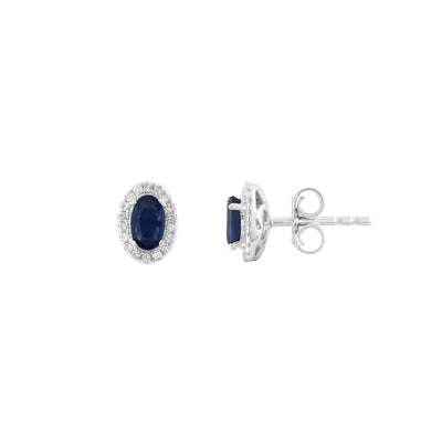 9K White Gold 0.55ct Sapphire and Diamond Stud Earrings - 20713843 - H&H Jewellery Pty Ltd