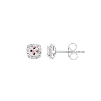 9K White Gold Morganite and Diamond Stud Earrings - 20713867 - H&H Jewellery Pty Ltd