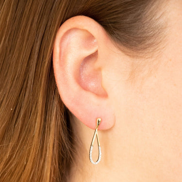 9K Yellow Gold Tdw. 0.15ct Diamond Drop Earrings - H&H Jewellery Pty Ltd