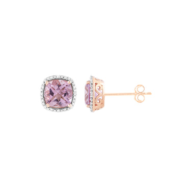 9K Rose Gold Pink Amethyst Earrings | Gold Stud Earrings Melbourne | Gold Stud Earrings Australia | H&H Jewellery