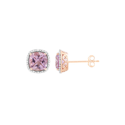 9K Rose Gold Pink Amethyst Earrings - 20717452 - H&H Jewellery Pty Ltd