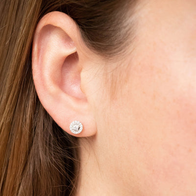 9K White Gold Tdw. 0.25ct Diamond Halo Stud Earrings |  Diamond Stud Earrings Melbourne | Diamond Stud Earrings Australia | H&H Jewellery