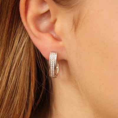 9K White Gold  Tdw. 0.50ct Diamond Huggie Earrings | Gold & Diamond Huggies Earrings Melbourne | Gold & Diamond Huggies Earrings Australia | H&H Jewellery 