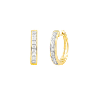 9K Yellow Gold Tdw. 0.53ct Diamond Huggie Earrings | Gold & Diamond Huggies Earrings Melbourne | Gold & Diamond Huggies Earrings Australia | H&H Jewellery 