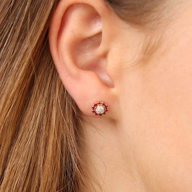 9K Yellow Gold 0.10ct  Ruby and Diamond Earrings - 20695859 - H&H Jewellery Pty Ltd