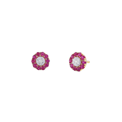 9K Yellow Gold 0.10ct  Ruby and Diamond Earrings - 20695859 - H&H Jewellery Pty Ltd