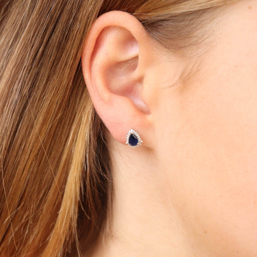 9K White Gold Sapphire and Diamond Earrings - 20713850 - H&H Jewellery Pty Ltd