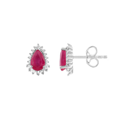 9K White Gold Ruby And Diamond Earrings - 20717346 - H&H Jewellery Pty Ltd