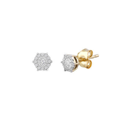 9K Yellow Gold Tdw. 0.10ct Diamond Cluster Stud Earrings - 20695545 - H&H Jewellery Pty Ltd