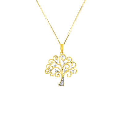 9K Yellow Gold Tdw. 0.05ct Diamond Tree Pendant - 20711023 - H&H Jewellery Pty Ltd
