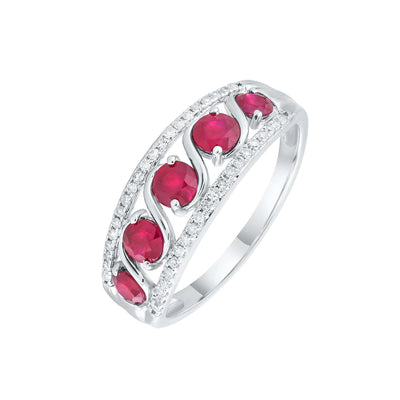9K White Gold Ruby and Diamond Ring - 20713959 - H&H Jewellery Pty Ltd