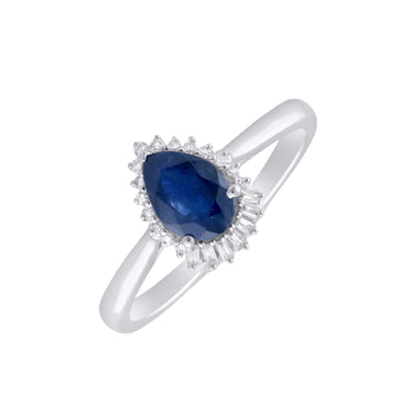 9K White Gold Sapphire and Diamond Ring | Sapphire Engagement Rings | Sapphire Jewellery Melbourne | Sapphire Jewellery Australia | Sapphire Wedding Rings | H&H Jewellery 