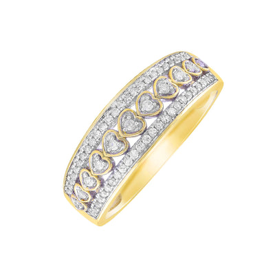 9K Yellow Gold Tdw. 0.20ct Diamond Layer Heart Ring - 20713782 - H&H Jewellery Pty Ltd