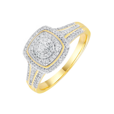 9K Yellow Gold Tdw. 0.35ct Diamond Cluster Ring - 20713683 - H&H Jewellery Pty Ltd