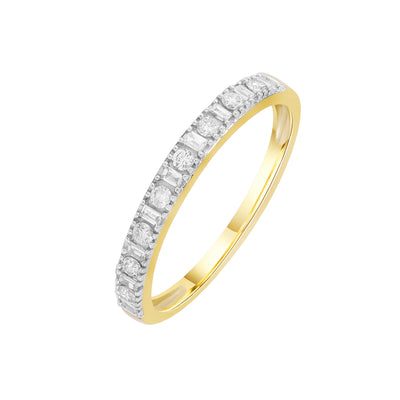 9K Yellow and White Gold Tdw. 0.02ct Diamond Band Ring - 20713812 - H&H Jewellery Pty Ltd