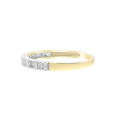 9K Yellow and White Gold Tdw. 0.02ct Diamond Band Ring - 20713812 - H&H Jewellery Pty Ltd