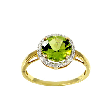 9K Yellow Gold Peridot and Diamond Ring - 20691653 - H&H Jewellery Pty Ltd