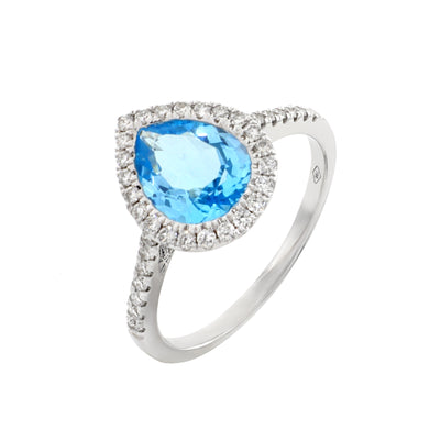 18K White Gold 2.00ct Blue Topaz and Diamond Ring - 20690809 - H&H Jewellery Pty Ltd