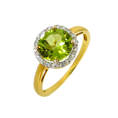 9K Yellow Gold Peridot and Diamond Ring - 20691653 - H&H Jewellery Pty Ltd