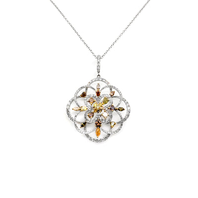 18K White Gold Fancy and White Diamond Tdw 3.9ct Pendant - 20493387 - H&H Jewellery Pty Ltd