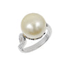 18K White Gold White South Sea Pearl and Diamond Ring | Pearl Engagement Ring Melbourne | Diamond Engagement Rings Melbourne | H&H Jewellery