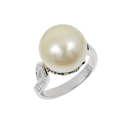 18K White Gold White South Sea Pearl and Diamond Ring - 20356972 - H&H Jewellery Pty Ltd