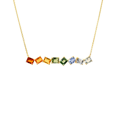 18K Yellow Gold Multicolour Stone Necklace - 20724405 - H&H Jewellery Pty Ltd