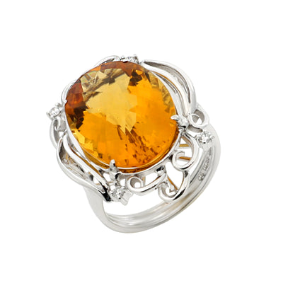 18K White Gold 10.88ct Citrine and Diamond Ring - 20477233 - H&H Jewellery Pty Ltd