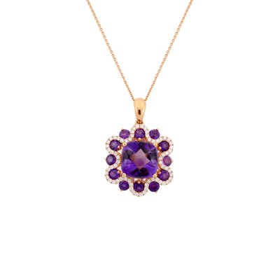 18K Rose Gold Amethyst And Diamond Pendant - 20722005 - H&H Jewellery Pty Ltd