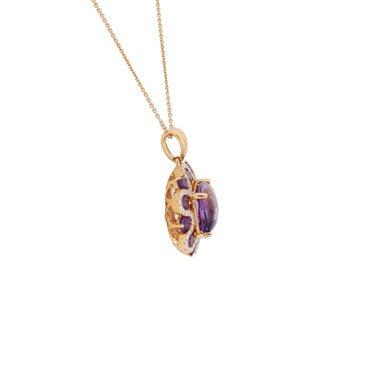 18K Rose Gold Amethyst And Diamond Pendant - 20722005 - H&H Jewellery Pty Ltd