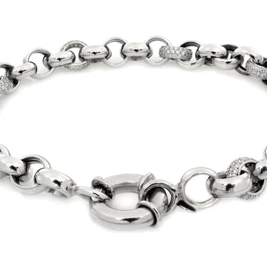 9K White Gold Solid CZ Belcher Bracelet  | Gold Bracelet Melbourne | Gold Bracelet Australia | H&H Jewellery