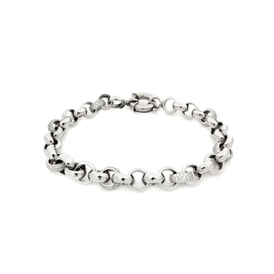 9K White Gold Solid CZ Belcher Bracelet  | Gold Bracelet Melbourne | Gold Bracelet Australia | H&H Jewellery