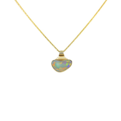9K Yellow Gold Solid White Opal Pendant  | Opal Jewellery Australia | Opal Necklaces & Pendant Melbourne | H&H Jewellery