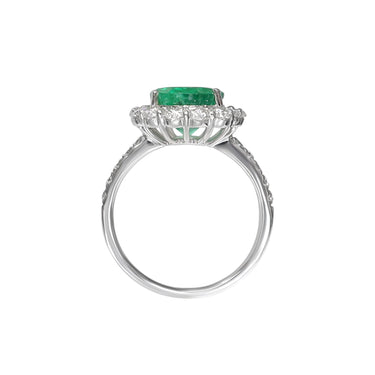 18K White Gold 3.43ct Emerald and Diamond Ring | Emerald Engagement Rings Melbourne | Emerald Engagement Rings Australia | H&H Jewellery